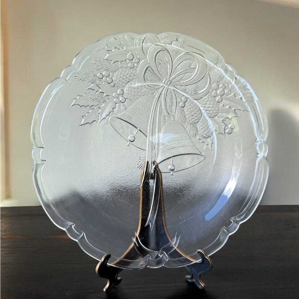Crystal Mikasa 14 Inch Holiday Bells Christmas Platter; vintage; Christmas